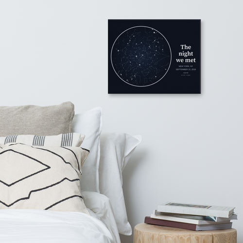 Bold statement star map canvas in a bedroom